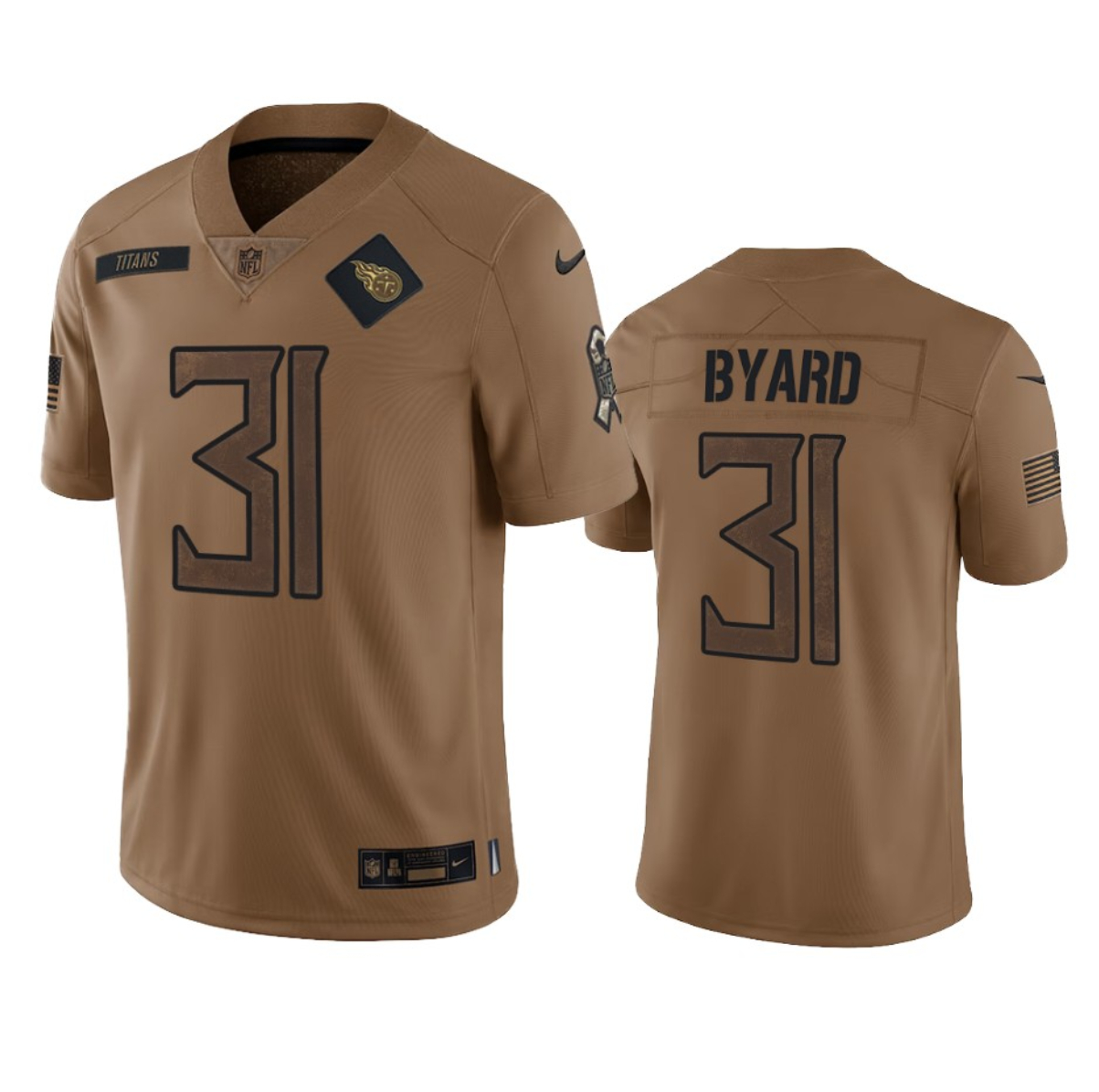 Men's Tennessee Titans #31 Kevin Byard 2023 Brown Salute To Service Football Stitched Jersey - Puhuasuan
