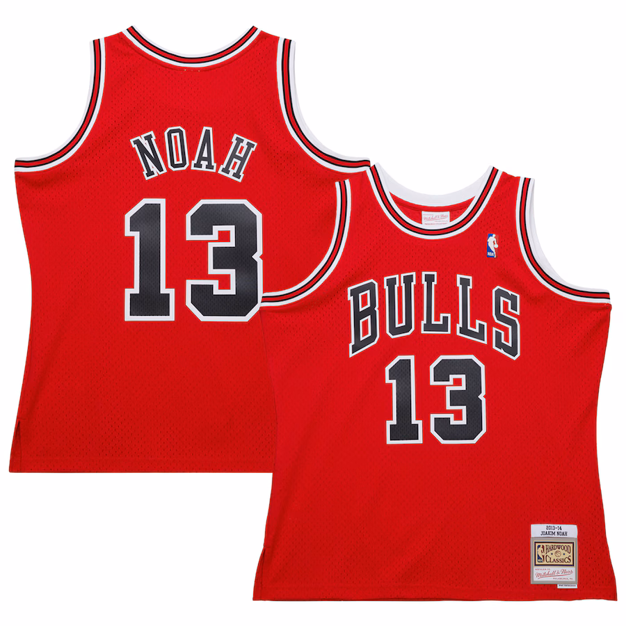 Men's Chicago Bulls Joakim Noah Mitchell & Ness Red 2013/14 Hardwood Classics Swingman Jersey - Puhuasuan