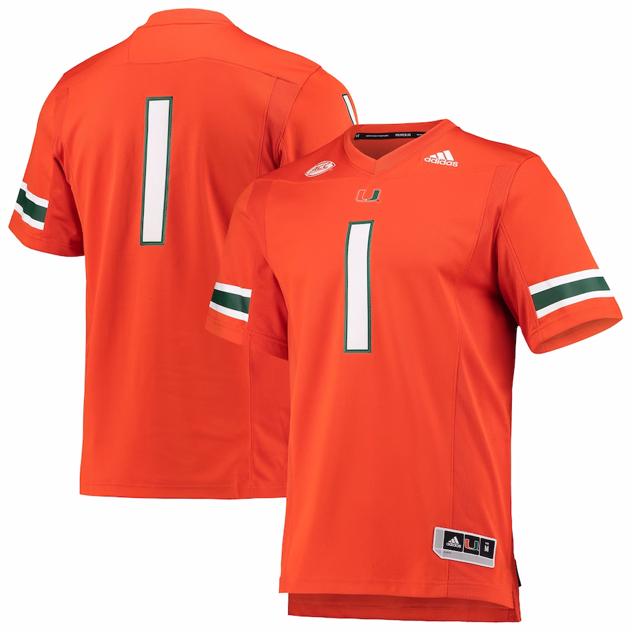 #1 Miami Hurricanes adidas Team Premier Football Jersey - Orange - Puhuasuan