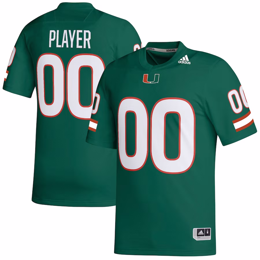 Miami Hurricanes adidas Pick-A-Player NIL Replica Football Jersey - Green - Puhuasuan