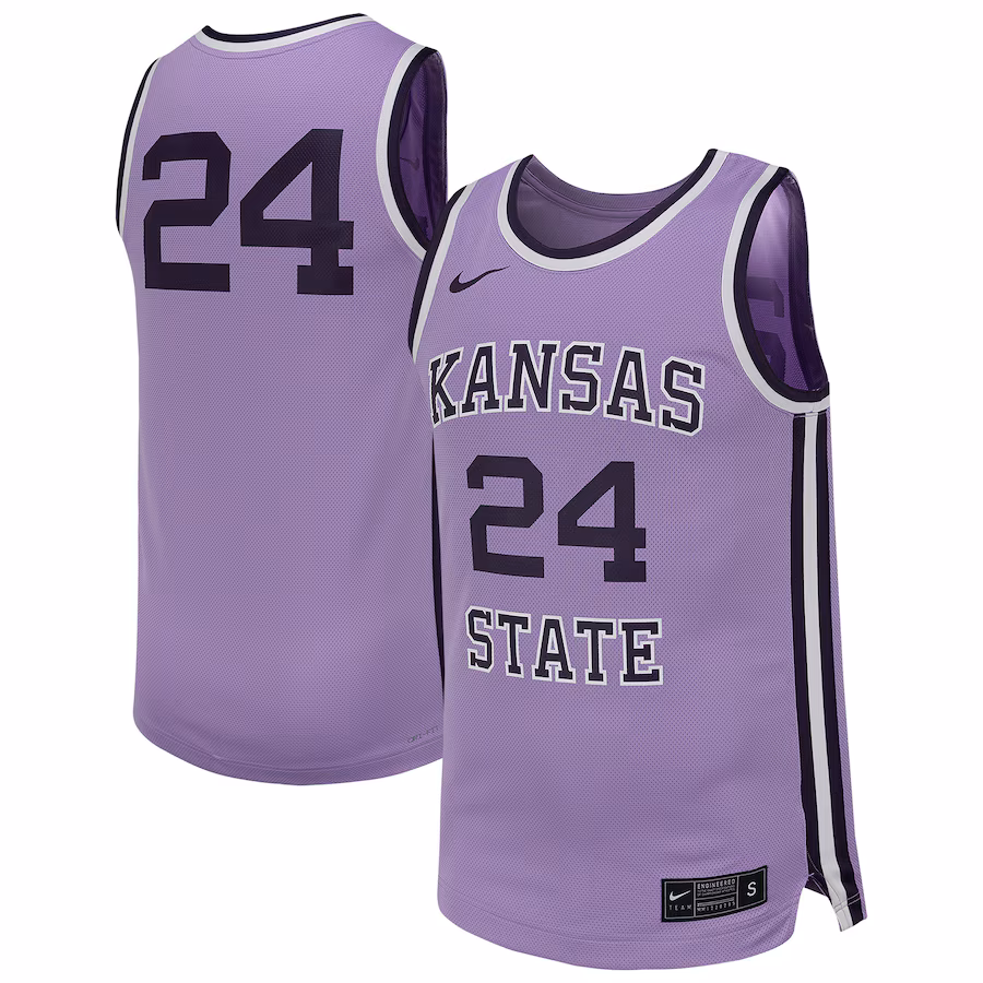 Men's Nike #24 Lavender Kansas State Wildcats Retro Replica Basketball Jersey - Puhuasuan