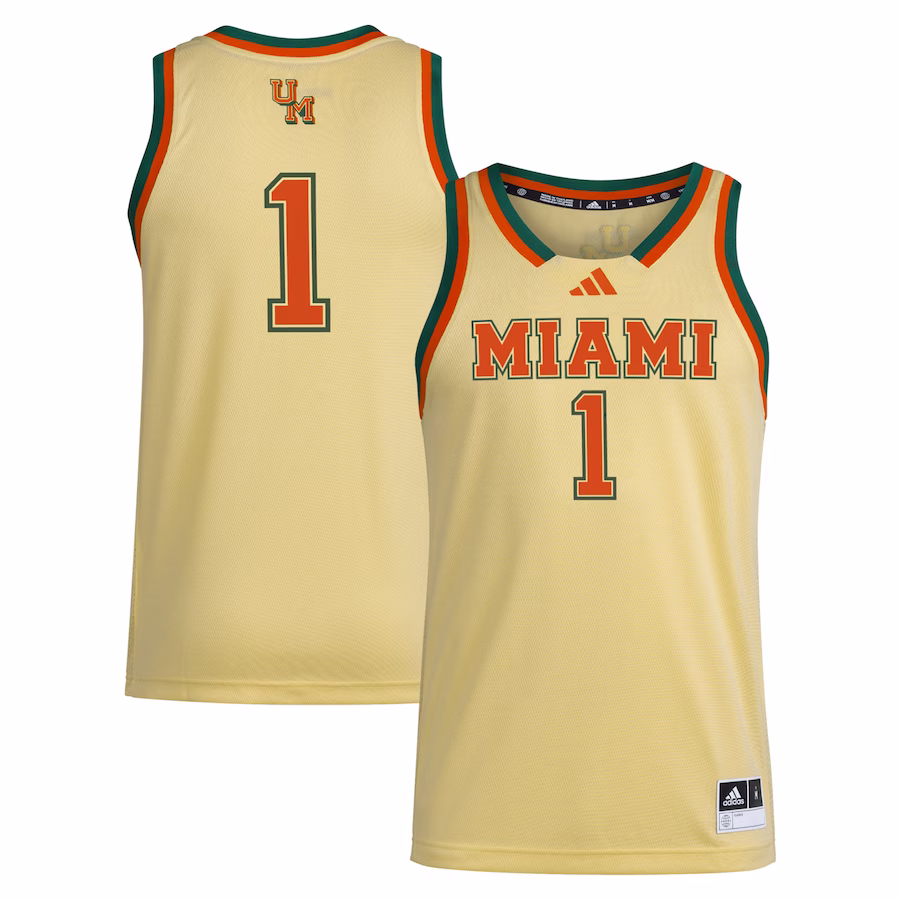 #1 Miami Hurricanes adidas Swingman Jersey - Yellow - Puhuasuan