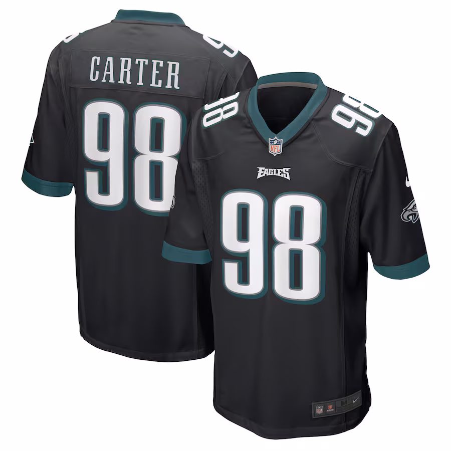 Men's Philadelphia Eagles Jalen Carter Nike Black Alternate Team Game Jersey - Puhuasuan