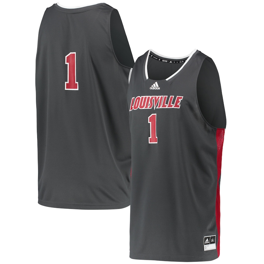 Men's adidas #1 Gray Louisville Cardinals Reverse Retro Jersey - Puhuasuan