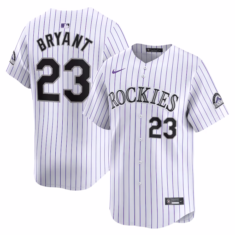Men's Colorado Rockies Kris Bryant Nike White Home Limited Player Jersey - Puhuasuan