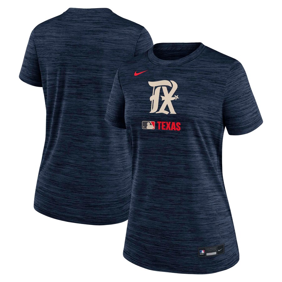 Women's Texas Rangers Nike Navy Authentic Collection City Connect Velocity Performance T-Shirt - Puhuasuan