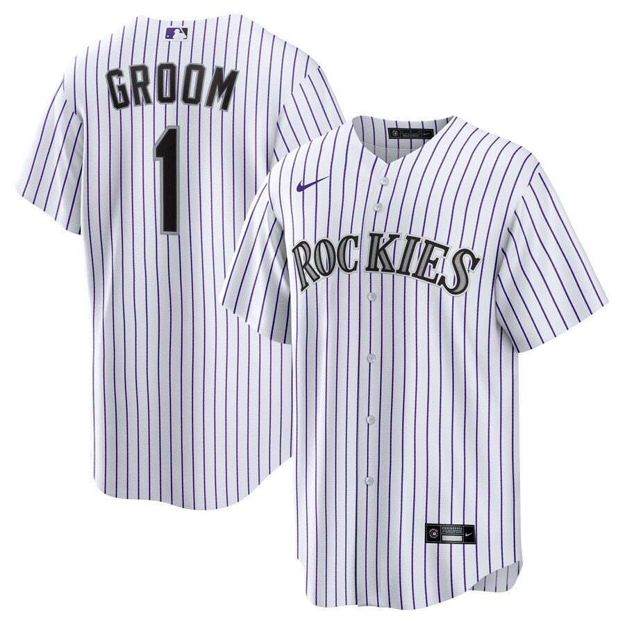 Men's Colorado Rockies Nike White #1 Groom Home Replica Jersey - Puhuasuan