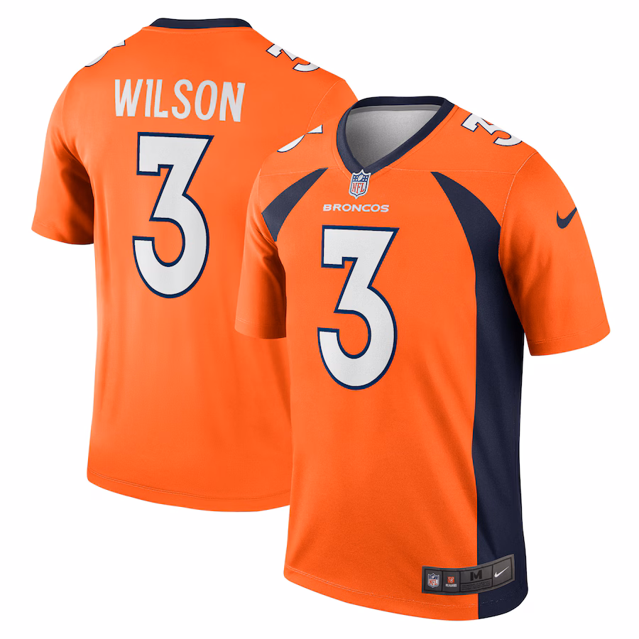Men's Denver Broncos Russell Wilson Nike Orange Team Legend Player Performance Top - Puhuasuan