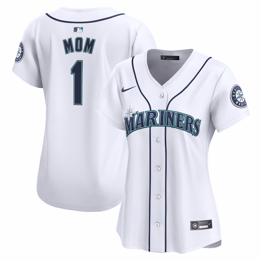 Women's Seattle Mariners Nike White #1 Mom Home Limited Jersey - Puhuasuan