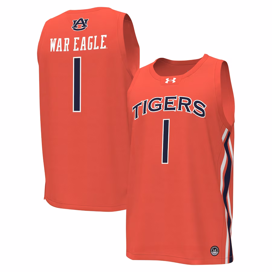 #1 Auburn Tigers Under Armour Replica Basketball Jersey - Orange - Puhuasuan