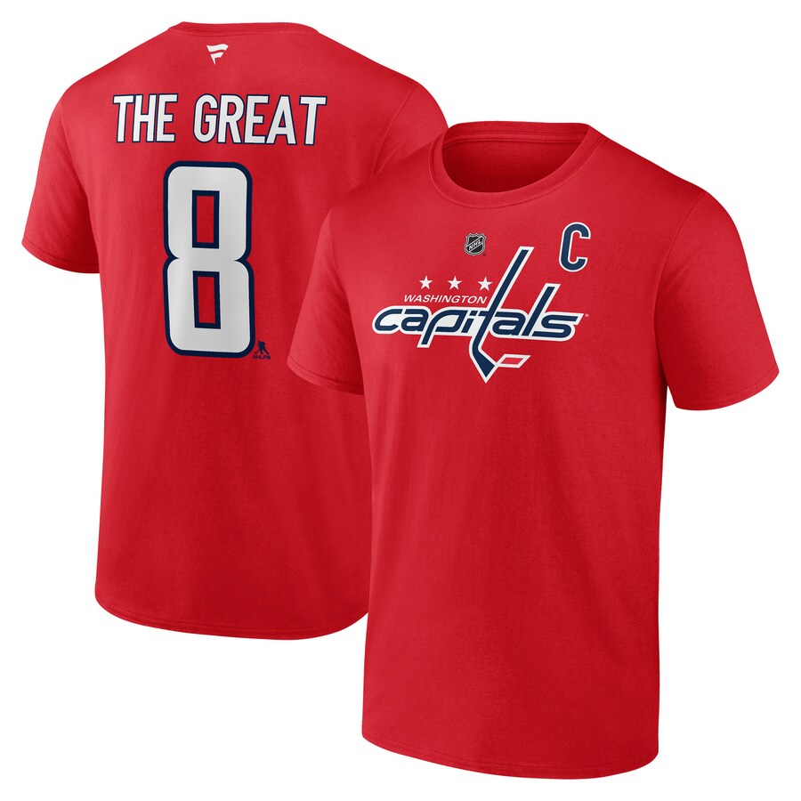 Men's Washington Capitals Alexander Ovechkin Red NHL All-Time Leading Goal Scorer Name & Number T-Shirt - Puhuasuan