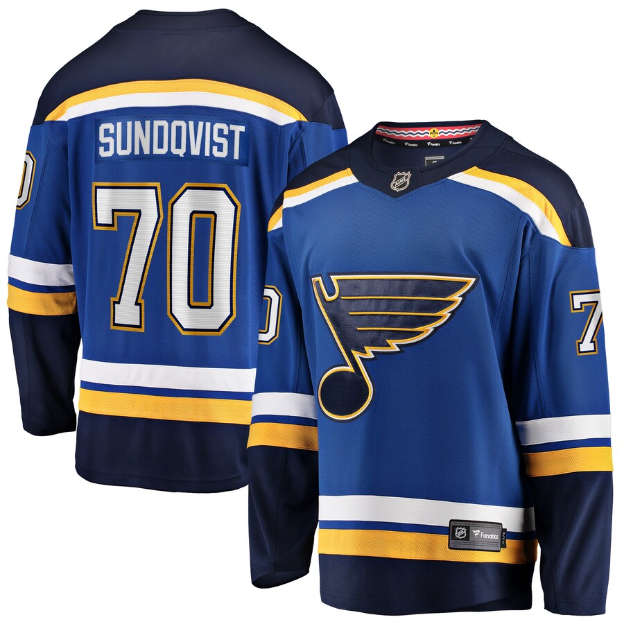 Men's St. Louis Blues Oskar Sundqvist Fanatics Branded Blue Home Breakaway Player Jersey - Puhuasuan