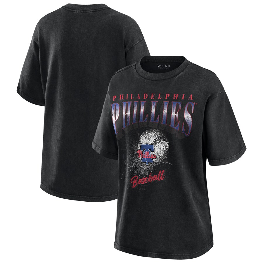Women's Philadelphia Phillies WEAR by Erin Andrews Charcoal Boyfriend T-Shirt - Puhuasuan