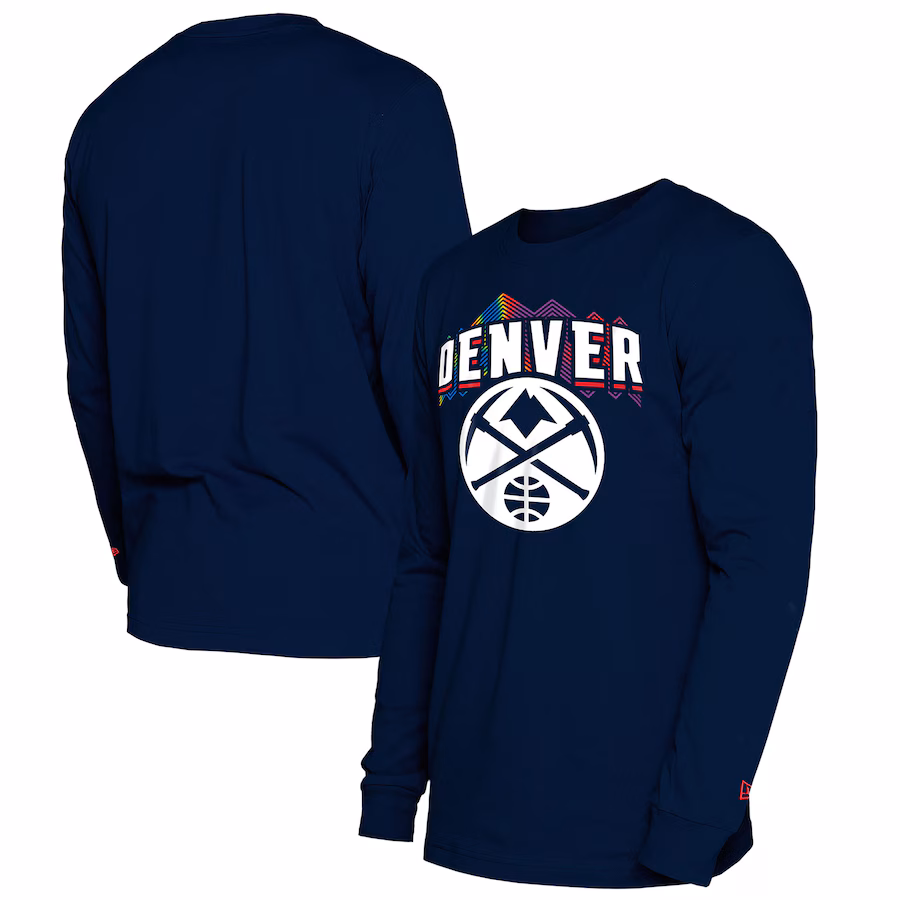 Men's Denver Nuggets  New Era Navy 2024/25 City Edition Long Sleeve T-Shirt - Puhuasuan