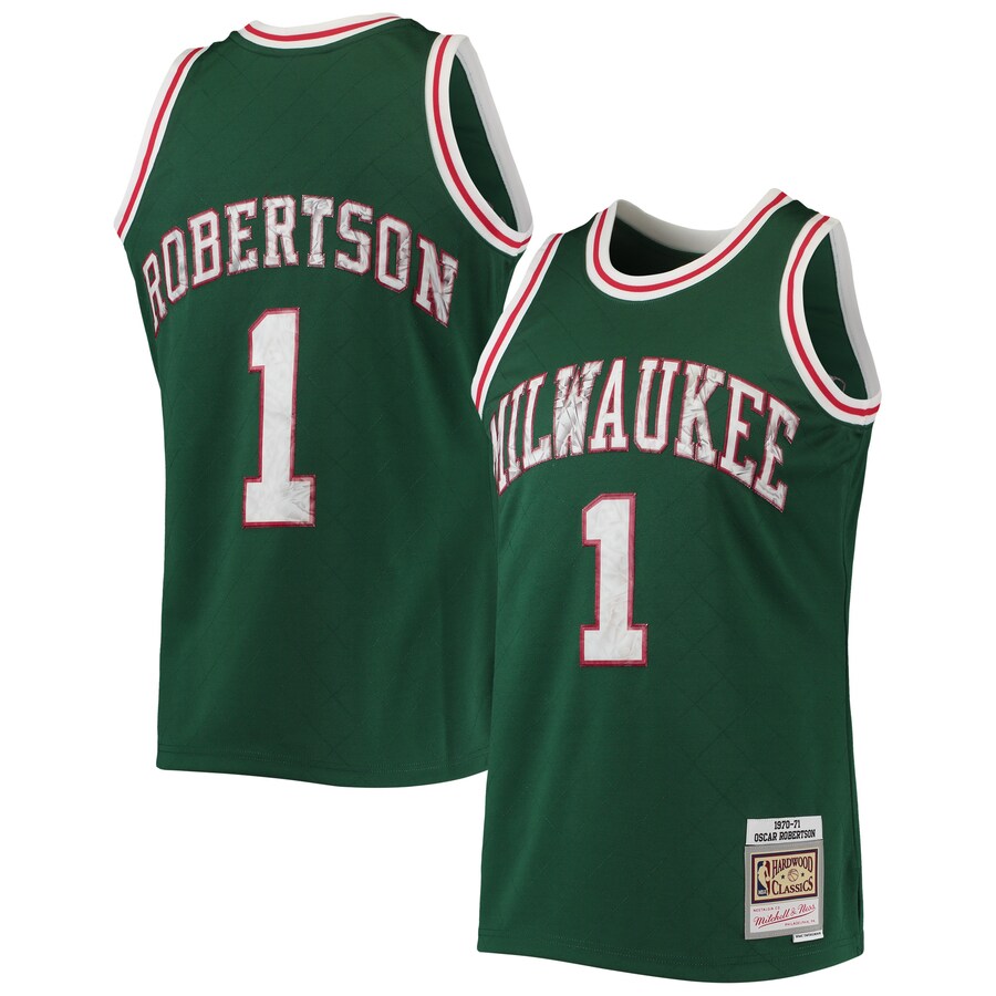 Men's Milwaukee Bucks Oscar Robertson Mitchell & Ness Green 1996/97 Hardwood Classics NBA 75th Anniversary Diamond Swingman Jersey - Puhuasuan