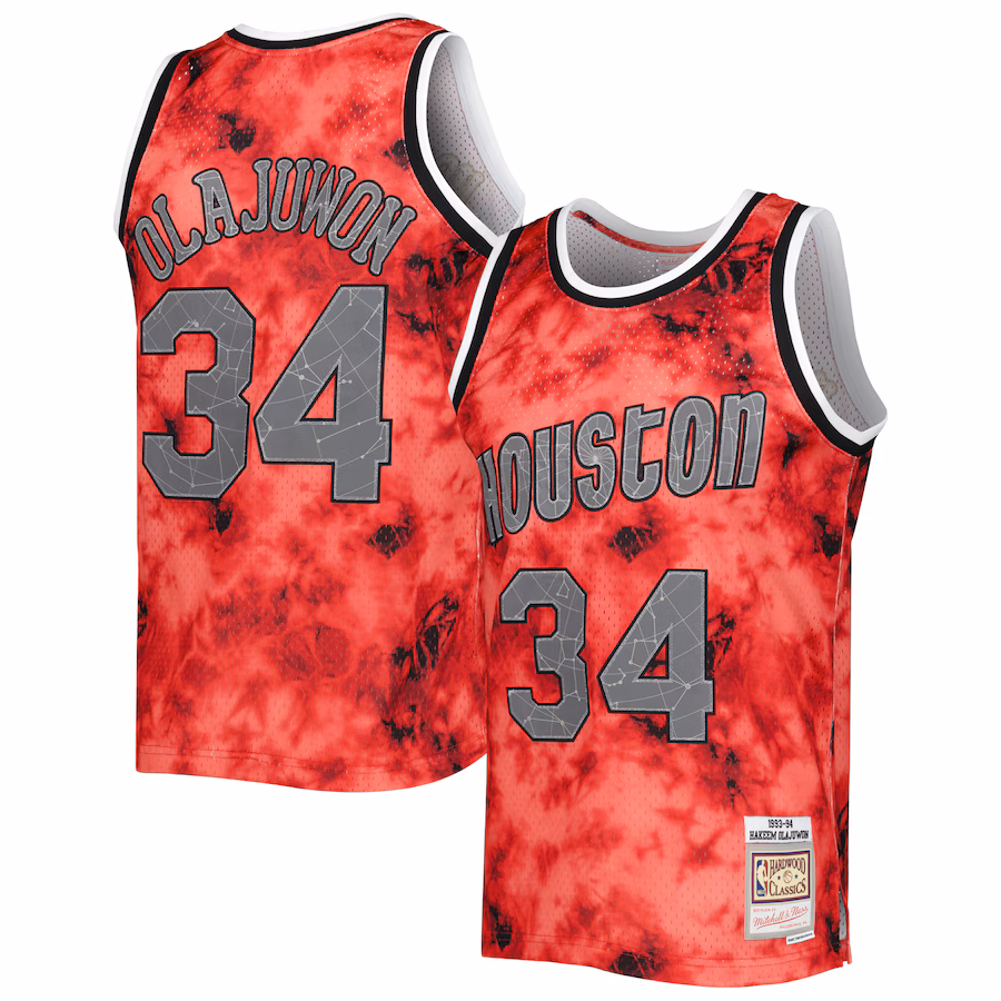 Men's Houston Rockets Hakeem Olajuwon Mitchell & Ness Red 1993/94 Galaxy Swingman Jersey - Puhuasuan