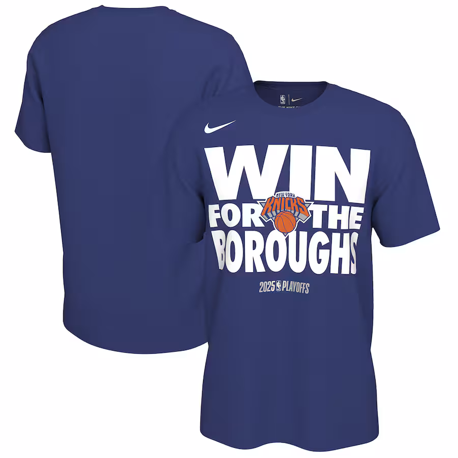 Unisex New York Knicks Nike Rush Blue 2025 NBA Playoffs On-Court Mantra T-Shirt - Puhuasuan