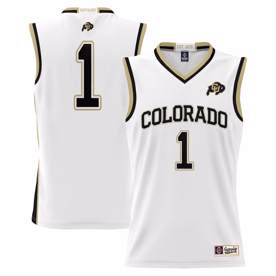 #1 Colorado Buffaloes GameDay Greats Youth Lightweight Replica Basketball Jersey - White - Puhuasuan