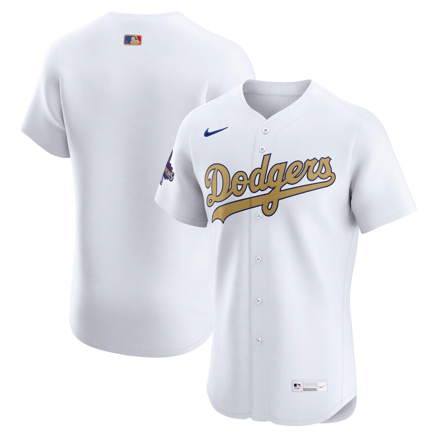 Men's Los Angeles Dodgers Nike White 2025 Gold Collection Elite Jersey - Puhuasuan