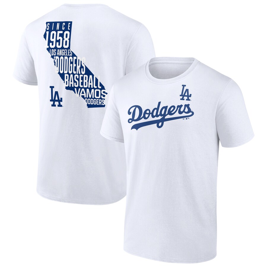 Men's Los Angeles Dodgers White Team Hot Shot T-Shirt - Puhuasuan