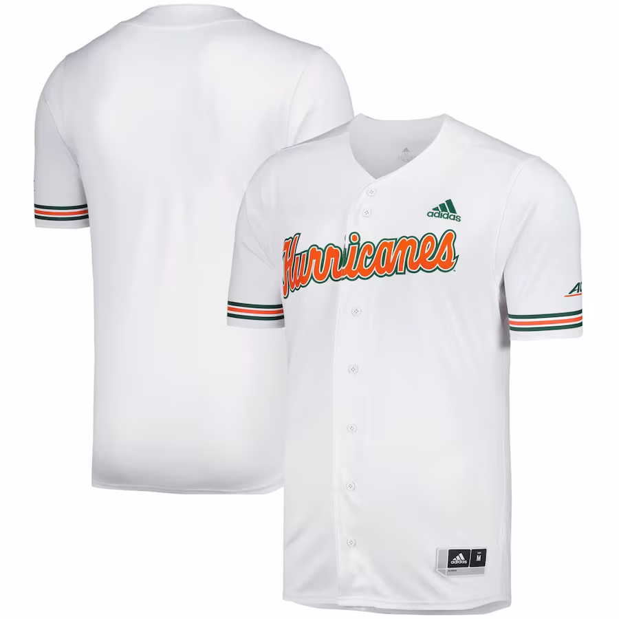 Miami Hurricanes adidas Replica Baseball Jersey - White - Puhuasuan