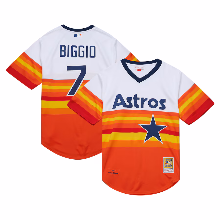 Men's Houston Astros Craig Biggio Mitchell & Ness White 2004 Cooperstown Collection Authentic Throwback Jersey - Puhuasuan