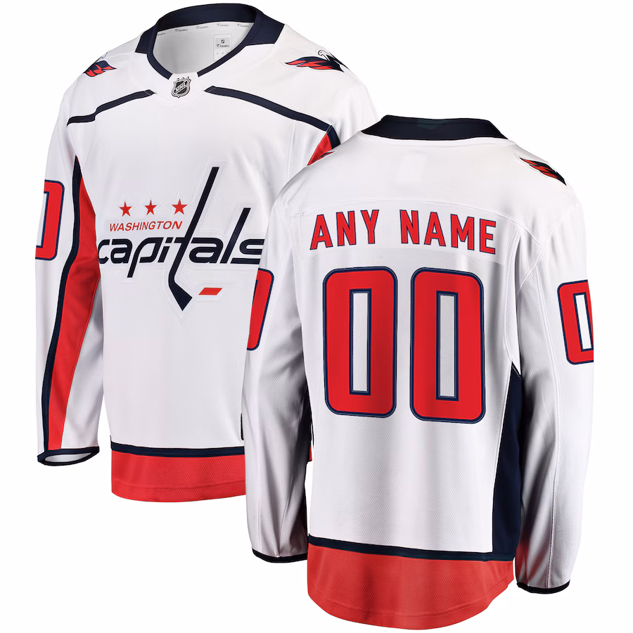 Men's Washington Capitals Fanatics White Away Breakaway Custom Jersey - Puhuasuan