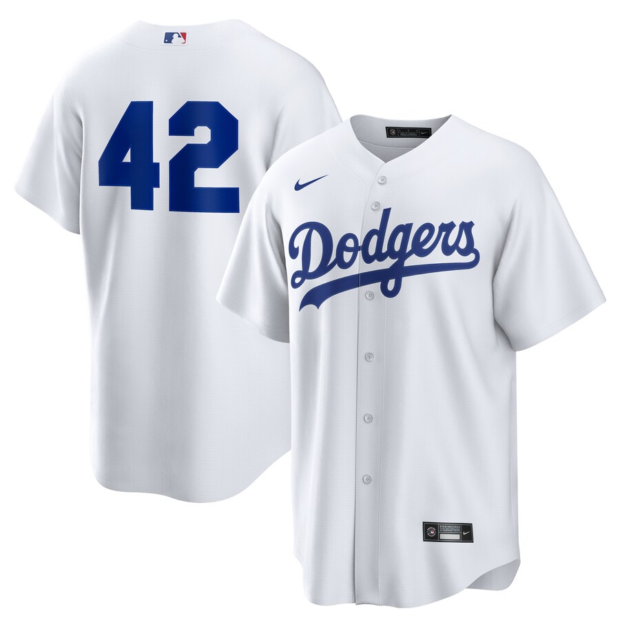 Men's Los Angeles Dodgers Nike White Home 2025 Jackie Robinson Day Replica Jersey - Puhuasuan