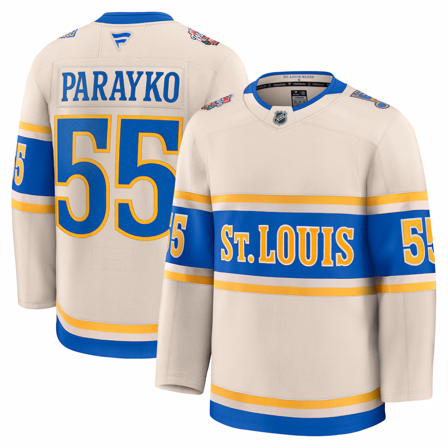 Men's St. Louis Blues Colton Parayko Fanatics Cream 2025 NHL Winter Classic Premium Player Jersey - Puhuasuan
