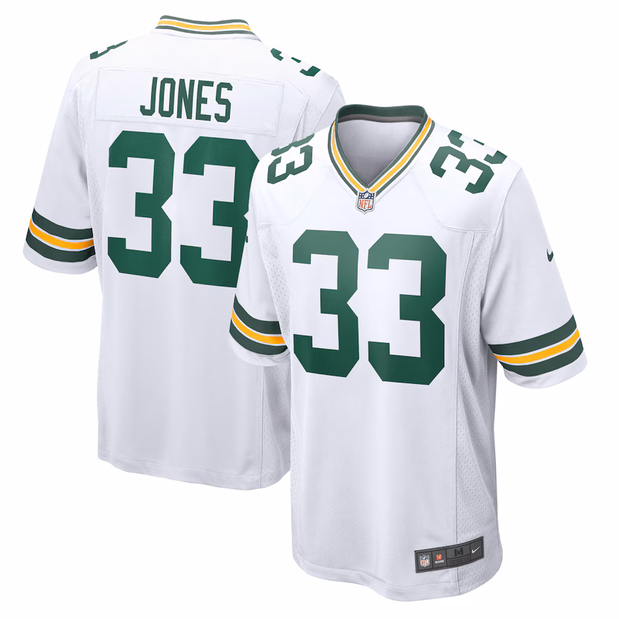 Men's Green Bay Packers Aaron Jones Nike White Game Player Jersey - Puhuasuan
