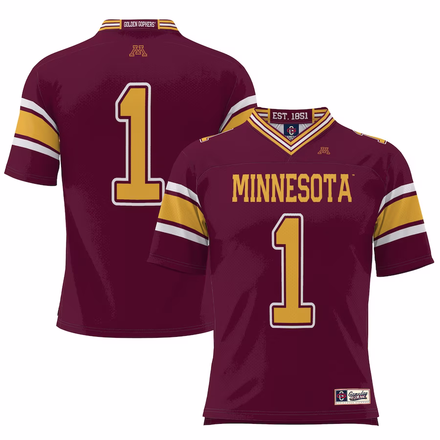 #1 Minnesota Golden Gophers GameDay Greats Football Jersey �?Maroon - Puhuasuan