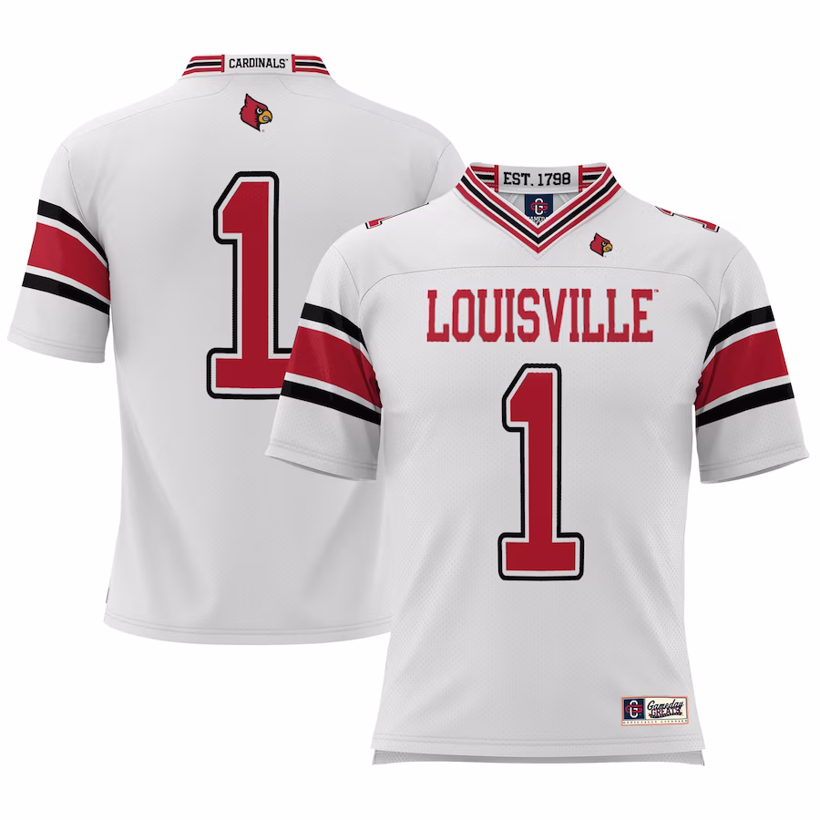 #1 Louisville Cardinals GameDay Greats Youth Football Jersey - White - Puhuasuan