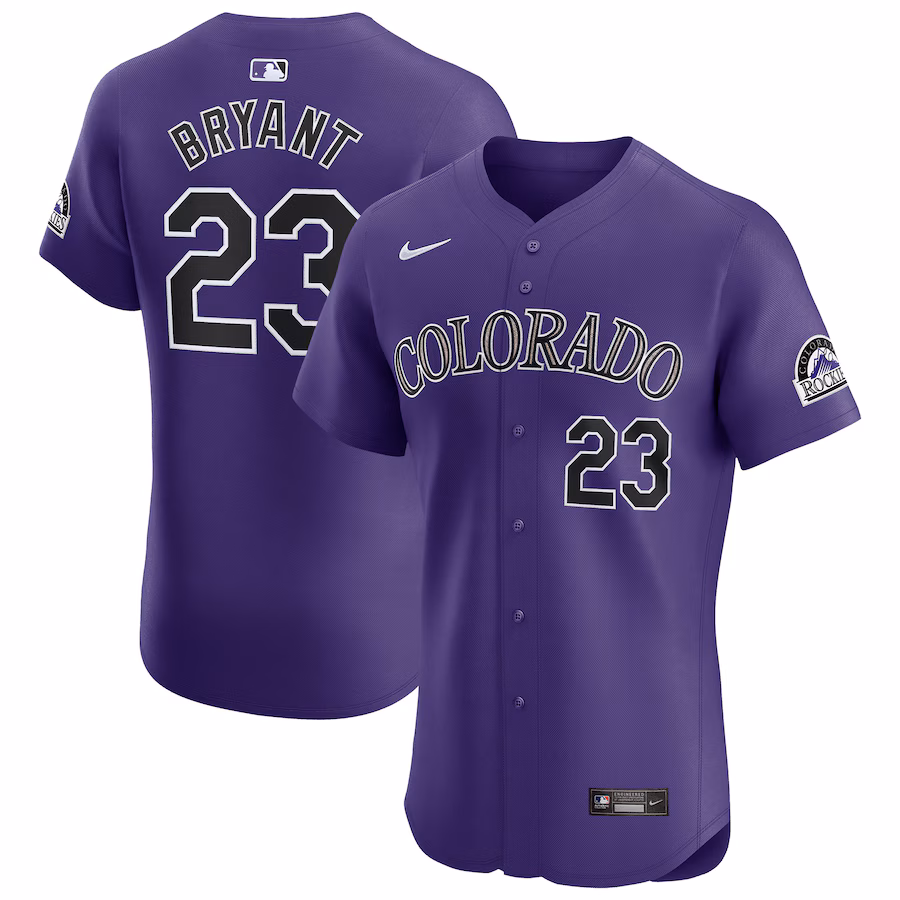 Men's Colorado Rockies Kris Bryant Nike Purple Alternate Elite Player Jersey - Puhuasuan