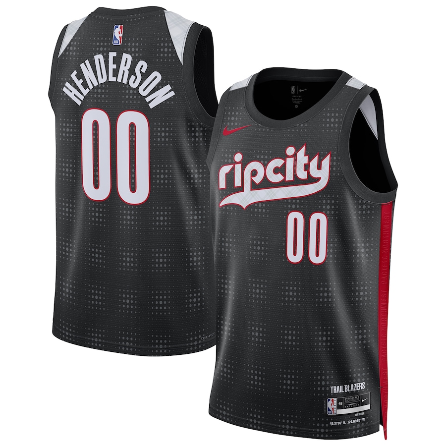 Unisex Portland Trail Blazers Scoot Henderson Nike Black 2024/25 Swingman Player Jersey - City Edition - Puhuasuan