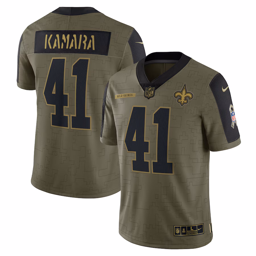 Men's New Orleans Saints Alvin Kamara Nike Olive Salute To Service Limited Player Jersey - Puhuasuan