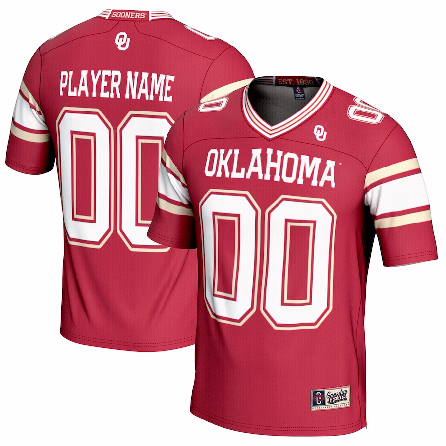 Oklahoma Sooners GameDay Greats NIL Pick-A-Player Football Jersey - Crimson - Puhuasuan