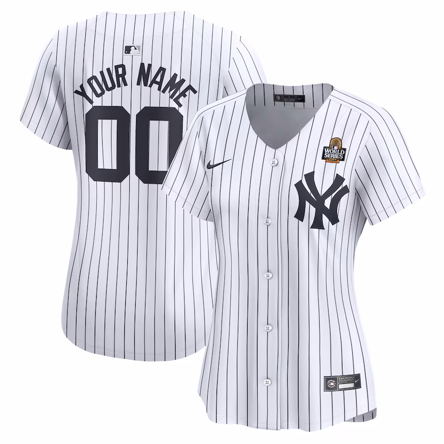 Women's New York Yankees Nike White 2024 World Series Home Custom Limited Jersey - Puhuasuan