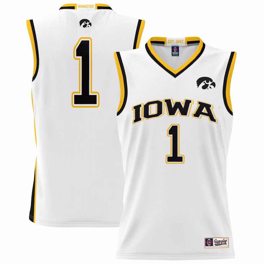 #1 Iowa Hawkeyes GameDay Greats Unisex Lightweight Basketball Jersey - White - Puhuasuan