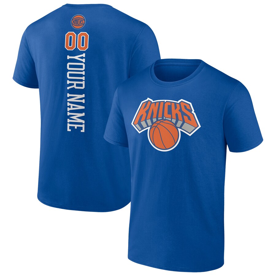 Men's New York Knicks Blue Personalized Playmaker Team T-Shirt - Puhuasuan