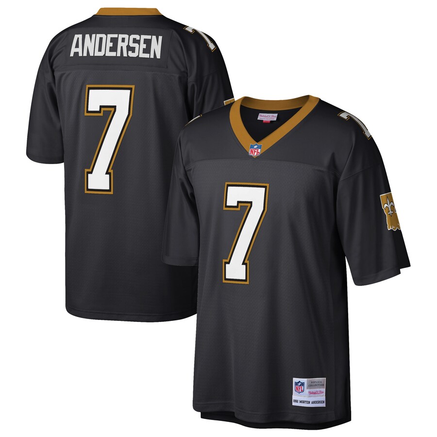 Men's New Orleans Saints Morten Andersen Mitchell & Ness Black Retired Player Legacy Replica Jersey - Puhuasuan