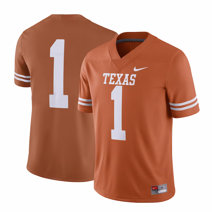 Texas Longhorns Nike #1 Home Game Jersey - Texas Orange - Puhuasuan