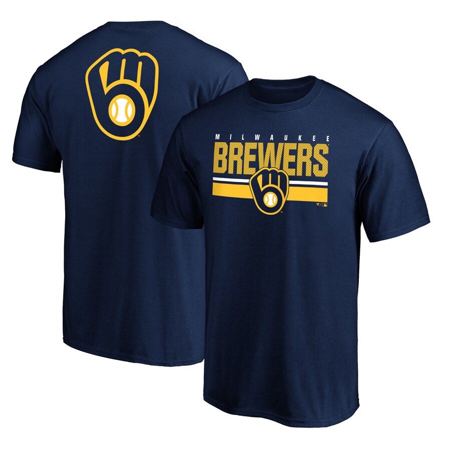 Men's Milwaukee Brewers Navy End Game Team Wordmark T-Shirt - Puhuasuan