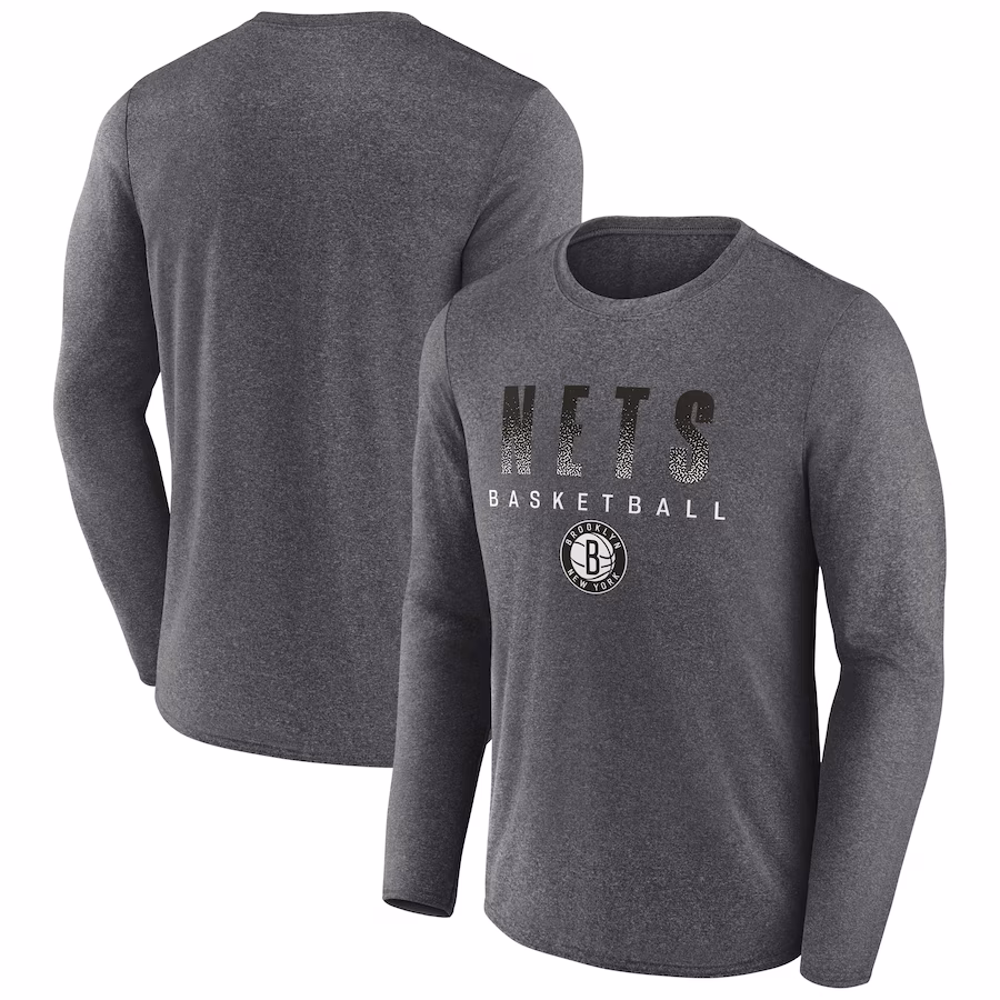 Men's Brooklyn Nets Fanatics Heathered Charcoal Where Legends Play Iconic Practice Long Sleeve T-Shirt - Puhuasuan