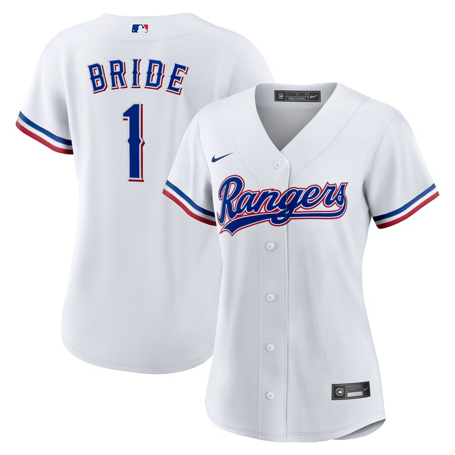 Women's Texas Rangers Nike White #1 Bride Home Replica Jersey - Puhuasuan