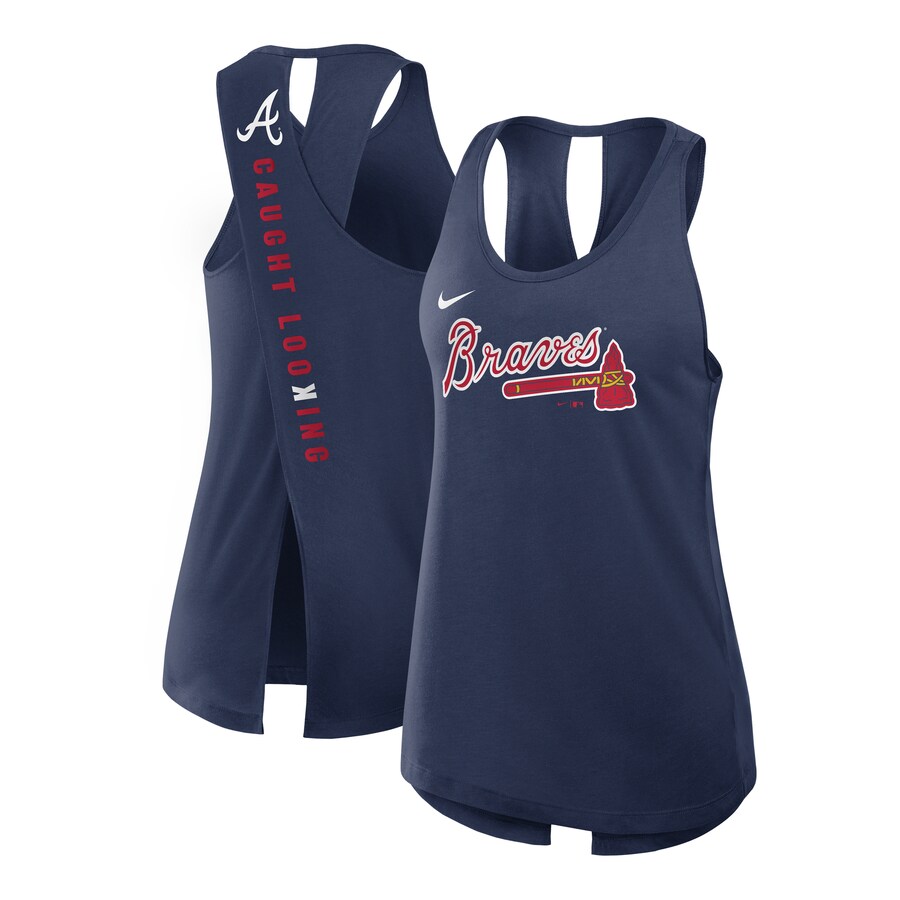 Women's Atlanta Braves Nike Navy Crisscross Performance Tank Top - Puhuasuan