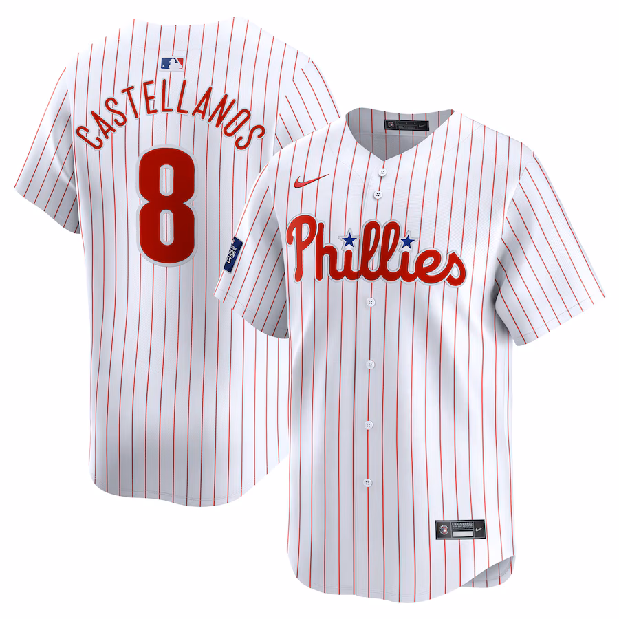 Men's Philadelphia Phillies Nick Castellanos Nike White 2024 MLB World Tour London Series Home Limited Player Jersey - Puhuasuan