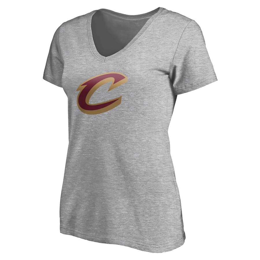 Women's Cleveland Cavaliers Heathered Gray Primary Team Logo V-Neck T-Shirt - Puhuasuan