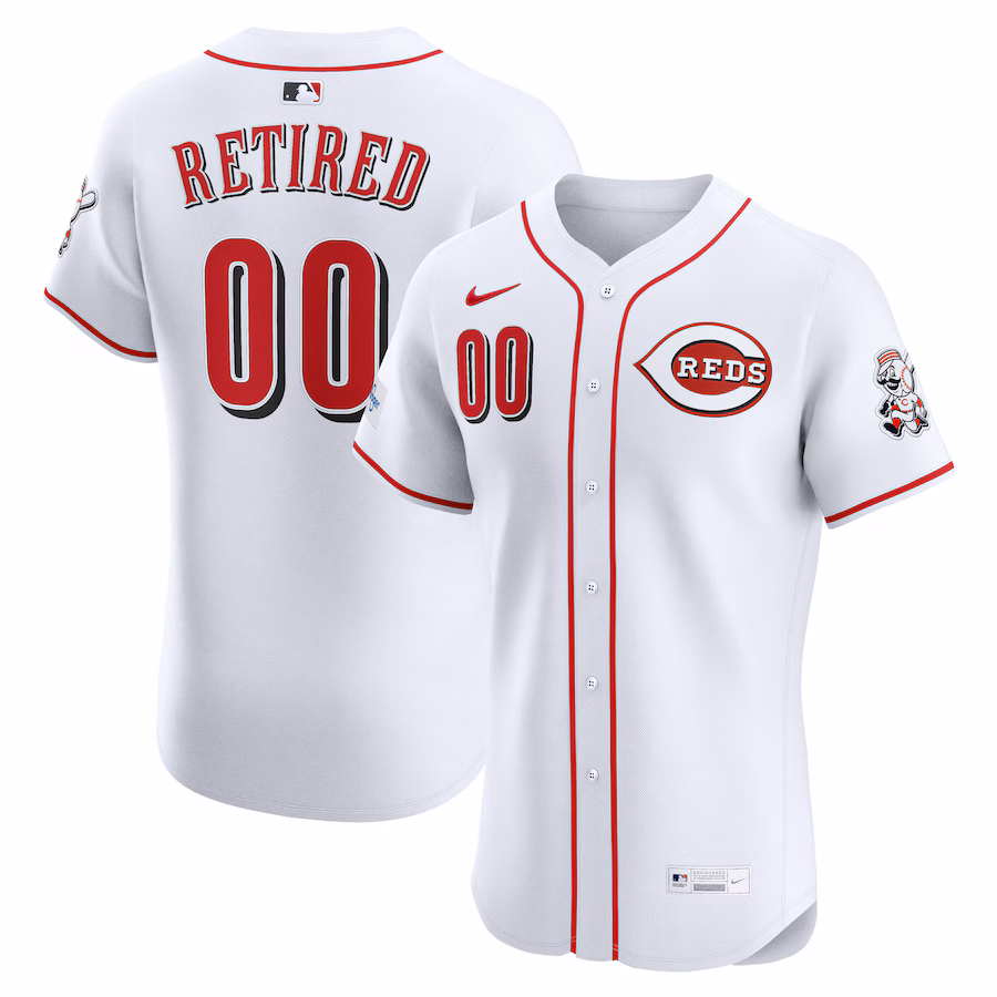 Men's Cincinnati Reds Nike White Home Elite Sponsor Patch Pick-A-Player Retired Roster Jersey - Puhuasuan