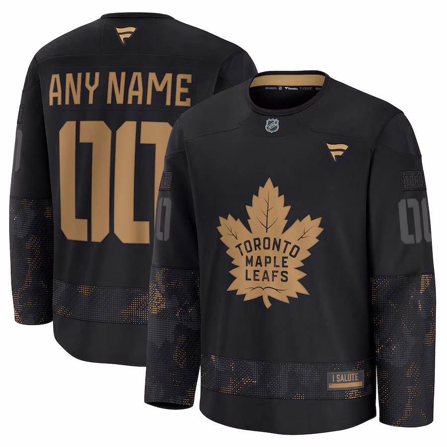Men's Toronto Maple Leafs Fanatics Black 2024 Military Appreciation Personalized Long Sleeve Practice Jersey - Puhuasuan