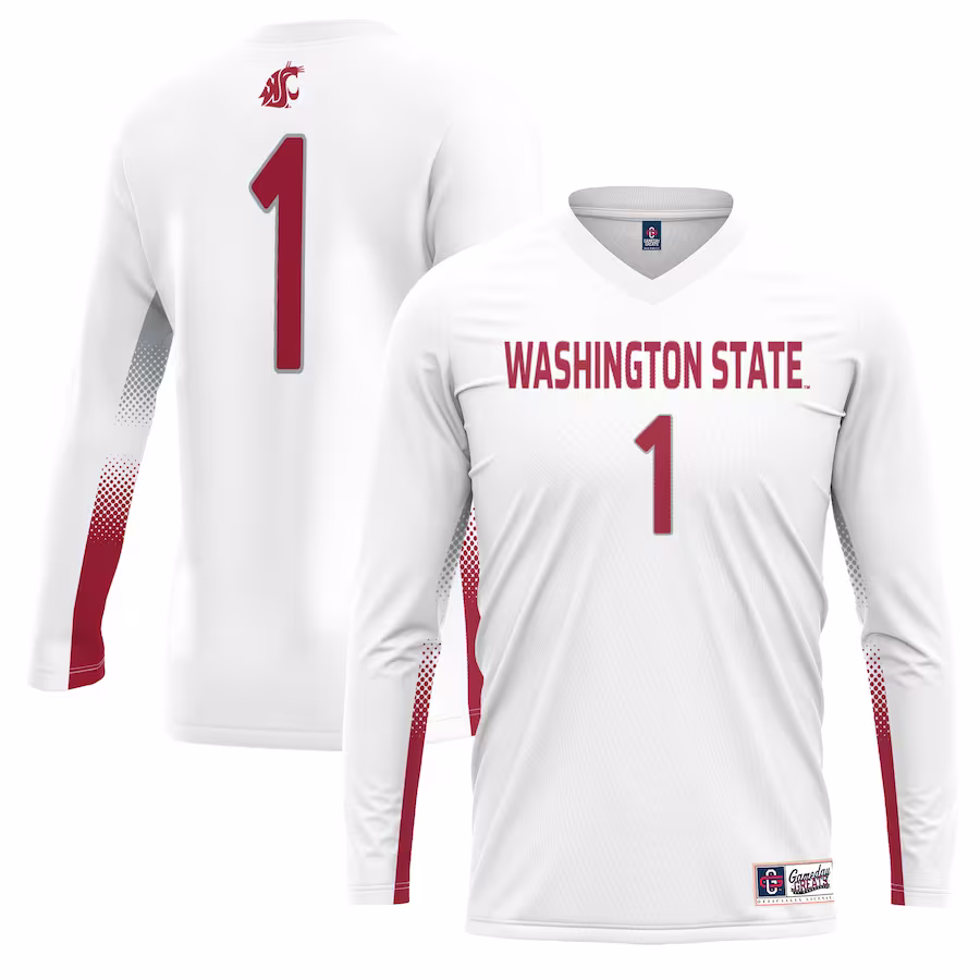 #1 Washington State Cougars GameDay Greats Unisex Lightweight Volleyball Jersey - White - Puhuasuan
